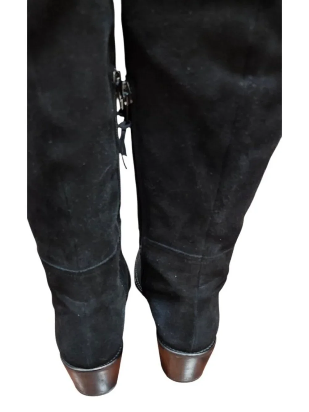 Stuart Weitzman 5.5 M Black Suede Over The Knee Boots Low Heel Tall Zip OTK